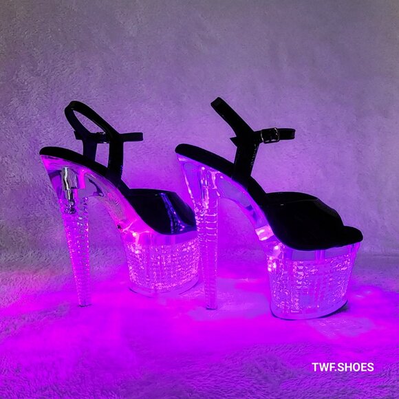 Multiple Function Led Lighted Flash dance Special Textured Platform 7" Heels - Picture 4 of 12